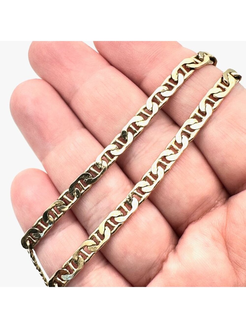 Italy Gold Plated Sterling Silver Necklace Mariner Link Chain 5mm Width